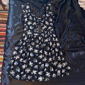 Hollister Black Floral Midi Dress
